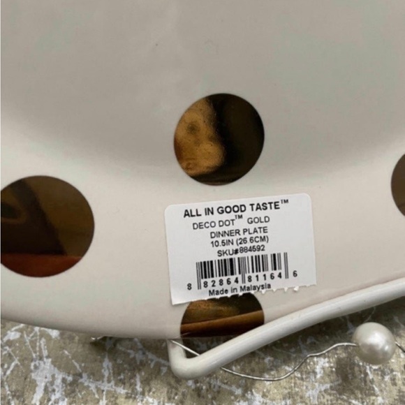 KATE SPADE NEW GOLD POLKA DOT “ALL IN GOOD TASTE” FINE CHINA - Picture 3 of 9